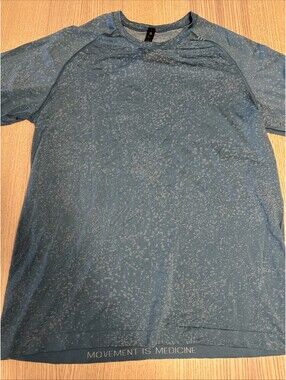 Lululemon Metal Vent Tech 2.0 Short Sleeve Large Movement Is Medicine Teal Shirt